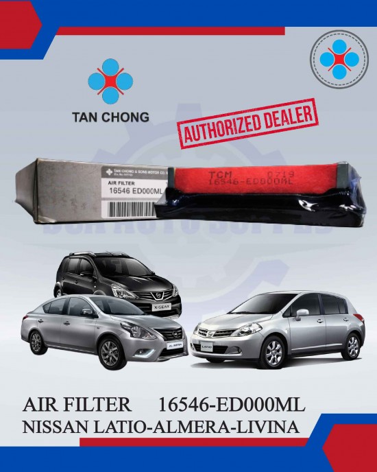 Air Filter-Nissan Latio-Almera-Grand Livina X-Fear-Sylphy (G11)-Nv200-Tan Chong Original-16546-ED000ML Filters image