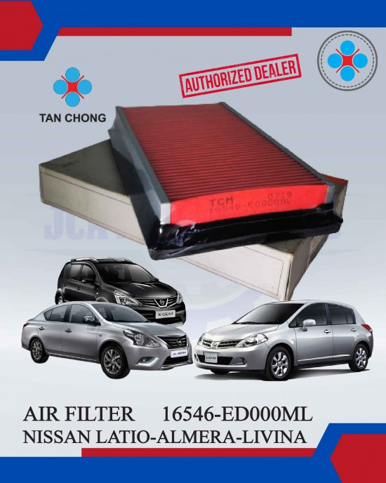 Air Filter-Nissan Latio-Almera-Grand Livina X-Fear-Sylphy (G11)-Nv200-Tan Chong Original-16546-ED000ML Filters image