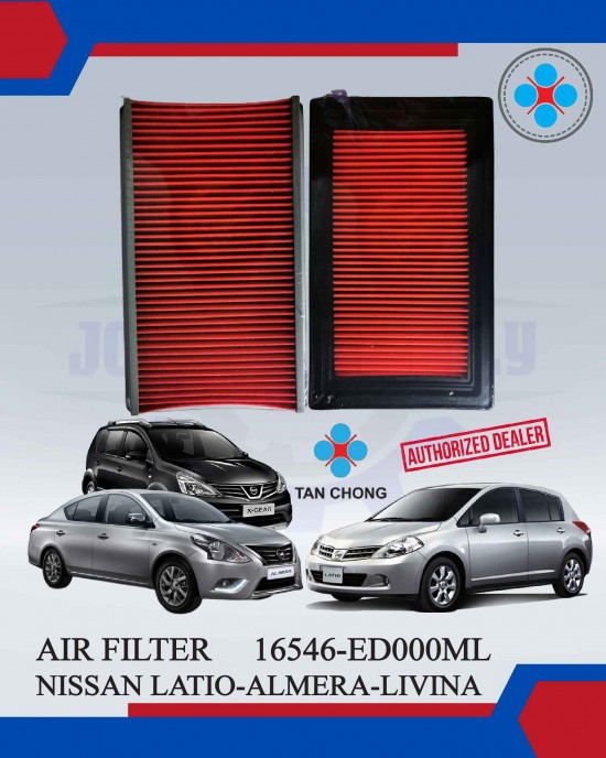 Air Filter-Nissan Latio-Almera-Grand Livina X-Fear-Sylphy (G11)-Nv200-Tan Chong Original-16546-ED000ML Filters image