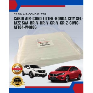 Cabin Air-Cond Filter-Honda City SEL-Jazz SAA-BRV-HRV-CRV-CRZ-Civic-AF104-W4006