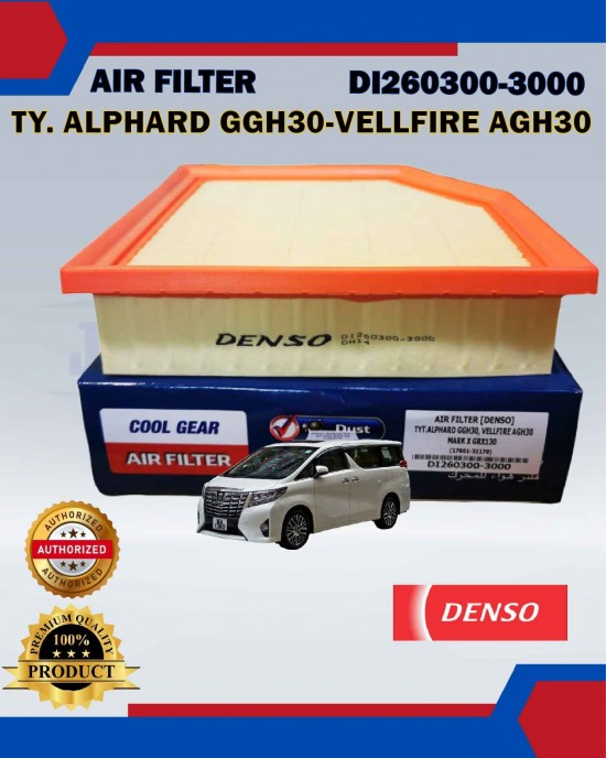 Showing image for Air Filter-Toyota Alphard GGH30-Vellfire AGH30-Mark X GRX130-DENSO-DI260300-3000 Air Filter-Toyota Alphard GGH30-Vellfire AGH30-Mark X GRX130-DENSO-DI260300-3000 image