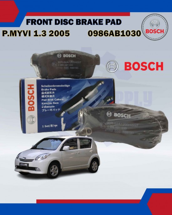 Front Disc Brake Pad Set-Perodua Myvi 1.3 2005-Old Myvi-BOSCH-0986AB1030 image