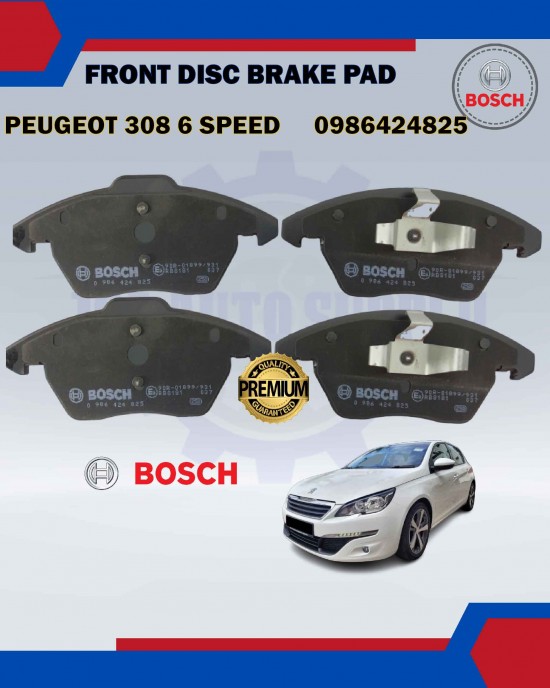 BOSCH FRONT DISC BRAKE PAD-PEUGEOT 308 1.6 6 SPEED, PEUGEOT 408 1.6, PEUGEOT 5008 1.6-0986424825 Brake System image