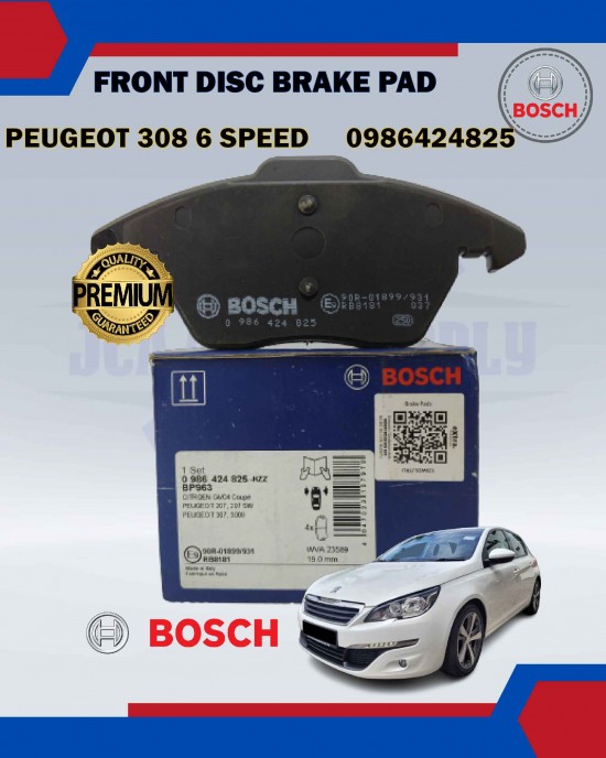 BOSCH FRONT DISC BRAKE PAD-PEUGEOT 308 1.6 6 SPEED, PEUGEOT 408 1.6, PEUGEOT 5008 1.6-0986424825 Brake System image