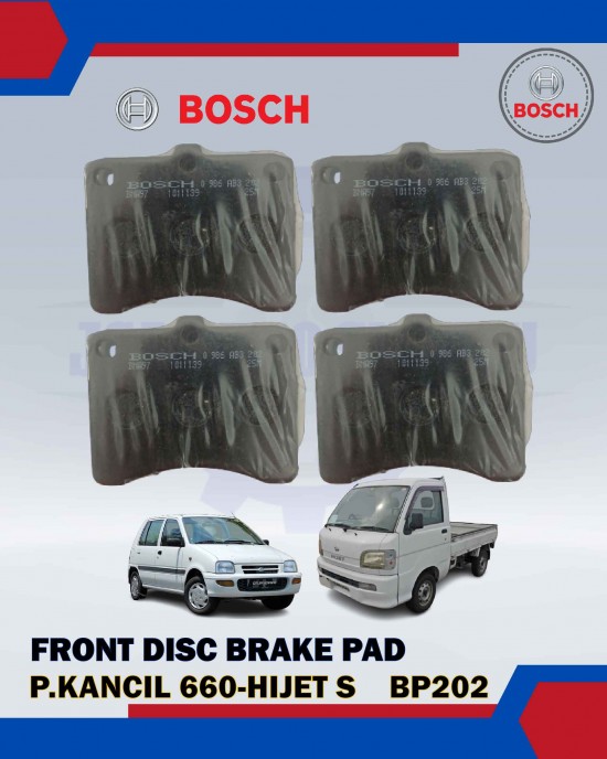 FRONT DISC BRAKE PAD SET-PERODUA KANCIL 660, 850, DAIHATSU HIJET S-BOSCH-0986AB3202-BP202 Brake System image