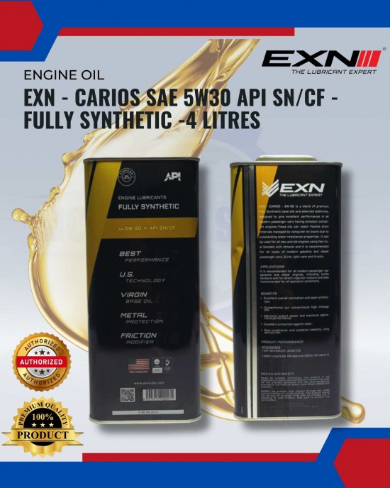 EXN - Carios SAE 5W30 API SN/CF - Fully Synthetic -4 LITRES Engine Oils & Fluids image