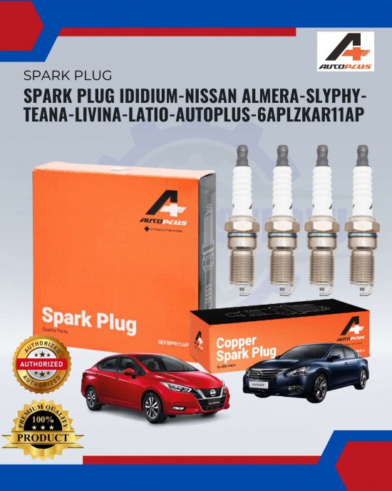 Spark Plug Iridium-Nissan Almera-Slyphy-Teana-Livina-Latio-AUTOPLUS-6APLZKAR11AP Spark Plug & Plug Cables image