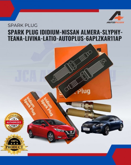 Spark Plug Iridium-Nissan Almera-Slyphy-Teana-Livina-Latio-AUTOPLUS-6APLZKAR11AP Spark Plug & Plug Cables image