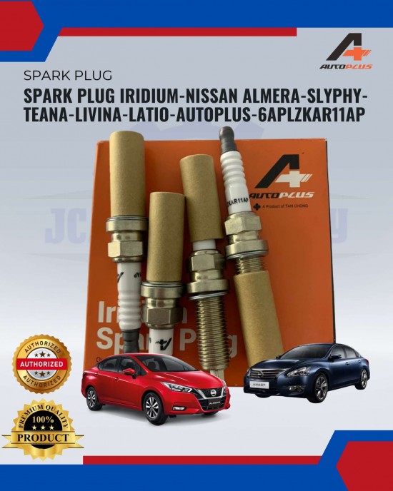 Spark Plug Iridium-Nissan Almera-Slyphy-Teana-Livina-Latio-AUTOPLUS-6APLZKAR11AP Spark Plug & Plug Cables image