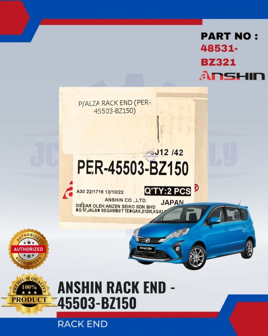 Perodua Alza Rack End - Anshin - PER-45503-BZ150 Shocks Absorber / Struts / Suspension Parts image