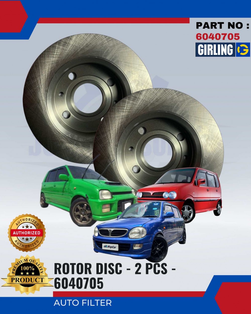 Viva Rotor Disc Front Disc Rotor Set-Perodua Kancil-Kelisa-Kenari-Viva-GIRLING-DF4070 ...