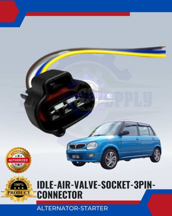 IDLE-AIR-VALVE-SOCKET-3PIN-CONNECTOR-LH-PERODUA-KELISA Alternator - Starter image