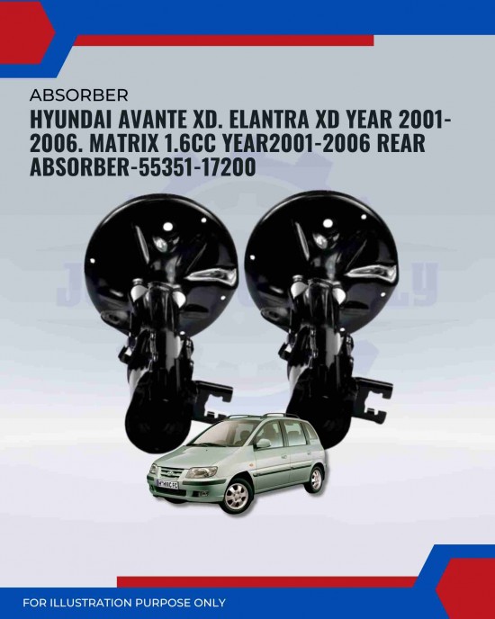 Rear Absorber-Hyundai Avante XD. Elantra XD 2001-2006. Matrix 1.6cc 2001-2006-55351-17200 