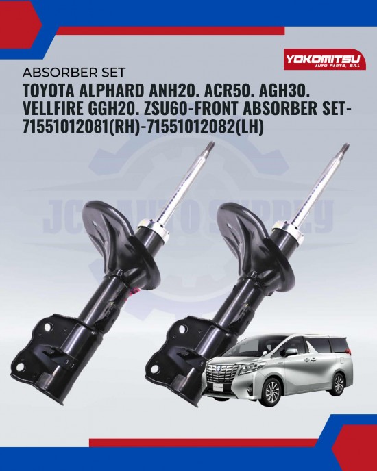 Showing image for Toyota Alphard ANH20. ACR50. AGH30. Vellfire GGH20. ZSU60-Front Absorber Set- 71551012081(RH)-71551012082(LH) Toyota Alphard ANH20. ACR50. AGH30. Vellfire GGH20. ZSU60-Front Absorber Set- 71551012081(RH)-71551012082(LH) Absorber image