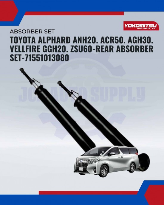 Showing image for Toyota Alphard ANH20. ACR50. AGH30. Vellfire GGH20. ZSU60-Rear Absorber Set-71551013080 Toyota Alphard ANH20. ACR50. AGH30. Vellfire GGH20. ZSU60-Rear Absorber Set-71551013080 Absorber image