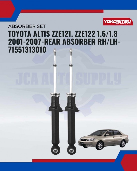 Showing image for Toyota Altis ZZE121. ZZE122 1.6/1.8 2001-2007-Rear Absorber RH/LH-71551313010 Toyota Altis ZZE121. ZZE122 1.6/1.8 2001-2007-Rear Absorber RH/LH-71551313010 Absorber image