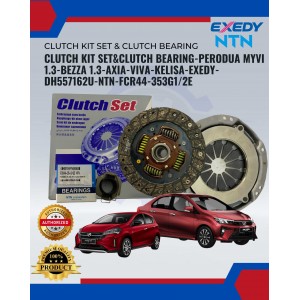 Clutch Kit Set&Clutch Bearing-Perodua Myvi 1.3-Bezza 1.3-Axia-Viva-Kelisa-Kenari-Exedy-DH557162U-NTN-FCR44-353G1/2E