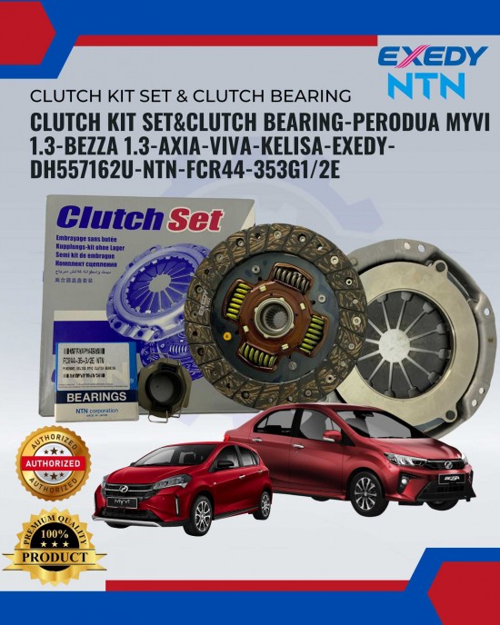 Clutch Kit Set&Clutch Bearing-Perodua Myvi 1.3-Bezza 1.3-Axia-Viva-Kelisa-Kenari-Exedy-DH557162U-NTN-FCR44-353G1/2E image