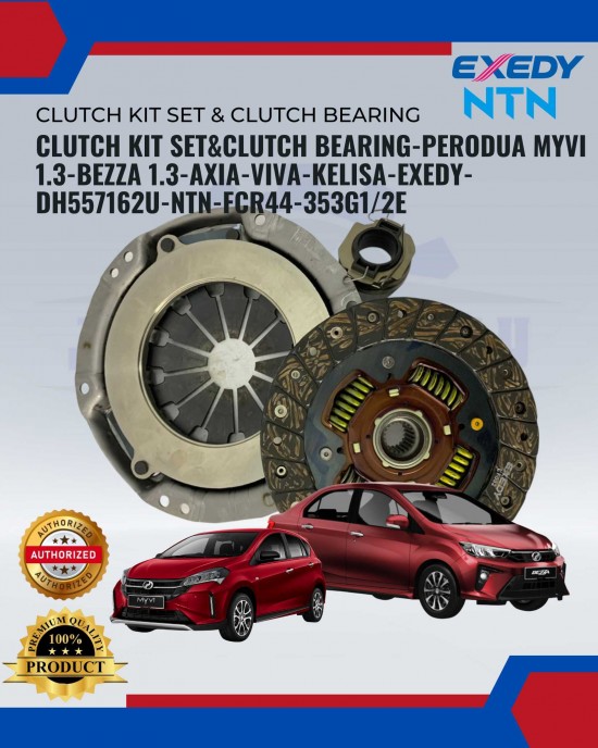 Clutch Kit Set&Clutch Bearing-Perodua Myvi 1.3-Bezza 1.3-Axia-Viva-Kelisa-Kenari-Exedy-DH557162U-NTN-FCR44-353G1/2E image