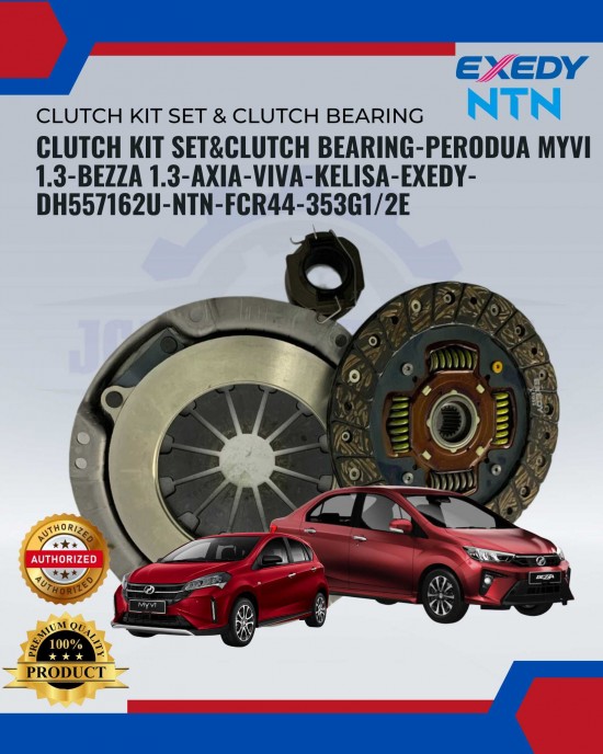 Clutch Kit Set&Clutch Bearing-Perodua Myvi 1.3-Bezza 1.3-Axia-Viva-Kelisa-Kenari-Exedy-DH557162U-NTN-FCR44-353G1/2E image