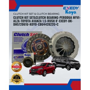 Clutch Kit Set & Clutch Bearing-Perodua Myvi-Alza-Toyota Avanza 1.5-Rush 8'-Exedy-DK-DH572061U-Koyo-CBU442822G+C