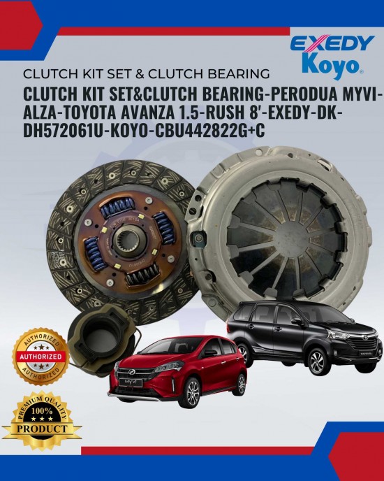 Showing image for Clutch Kit Set & Clutch Bearing-Perodua Myvi-Alza-Toyota Avanza 1.5-Rush 8'-Exedy-DK-DH572061U-Koyo-CBU442822G+C Clutch Kit Set & Clutch Bearing-Perodua Myvi-Alza-Toyota Avanza 1.5-Rush 8'-Exedy-DK-DH572061U-Koyo-CBU442822G+C image