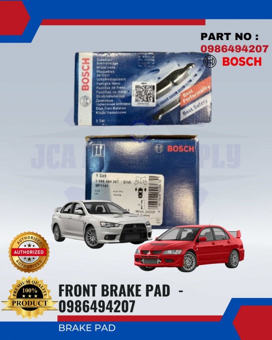 Mitsubishi Evo (5, 6, 7, 8, 10) Front Brake Pads - BOSCH - 0986494207 Brake System image