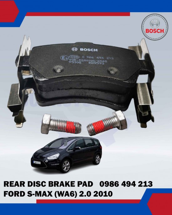 REAR DISC BRAKE PAD (4PCS)-FORD S-MAX (WA6) 2.0 2010-2014-VOLVO XC60 (2006)-RANGE ROVER EVOQUE 2.0 (2011-2017)-BOSCH-0986494213 Brake System image