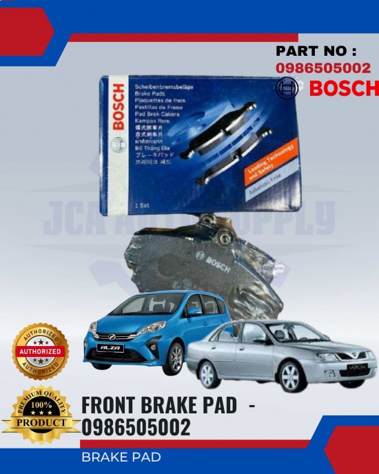 Proton Waja 1.6 - Perodua Alza 1.5 Front Brake Pads - BOSCH - 0986505002 Brake System image