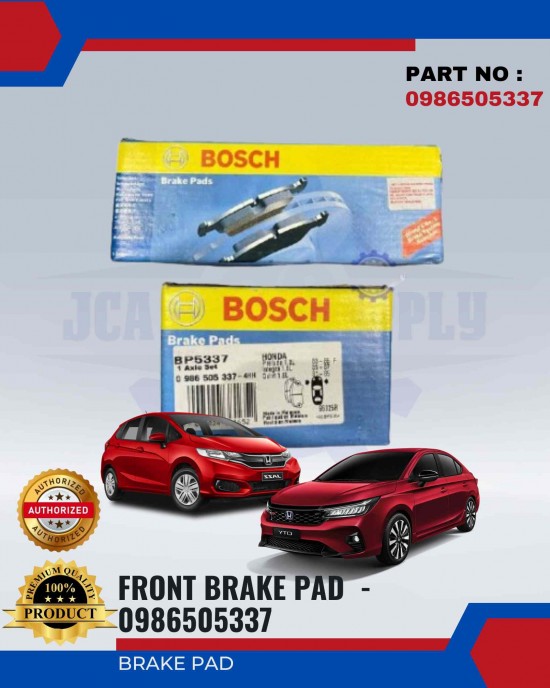 Honda City - Accord SA6 - Civic SH4 - CRX - Jazz Front Brake Pads - BOSCH - 0986505337 Brake System image