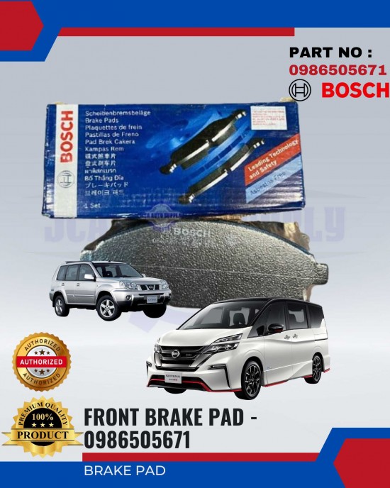 Nissan X-Trail T30 - Serena Front Brake Pads - BOSCH - 0986505671 Brake System image