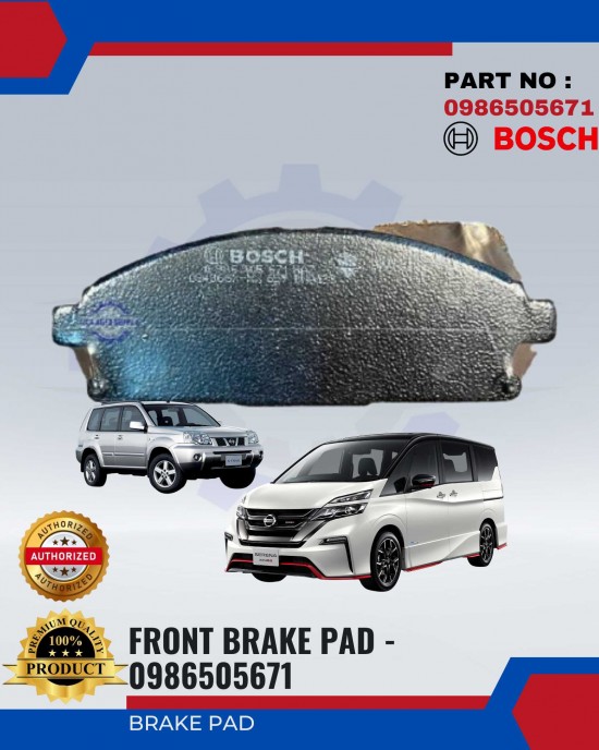 Nissan X-Trail T30 - Serena Front Brake Pads - BOSCH - 0986505671 Brake System image