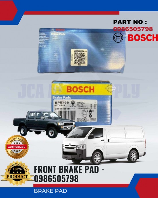 Toyota Hiace - Hilux (LN106, LN166, KDN170L) Front Brake Pads - BOSCH - 0986505798 Brake System image