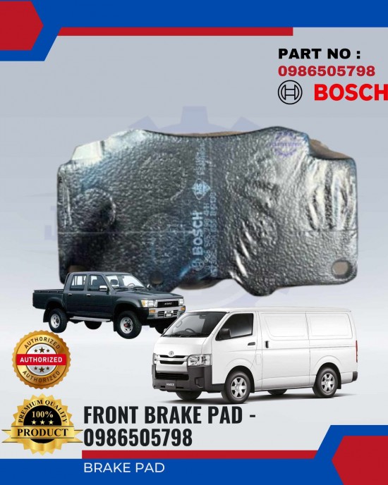 Toyota Hiace - Hilux (LN106, LN166, KDN170L) Front Brake Pads - BOSCH - 0986505798 Brake System image