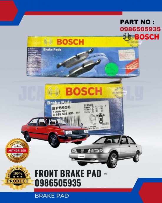 Nissan Sentra 1.6 B13 - Sentra 1.6 N13 - Sunny Front Brake Pads - BOSCH - 0986505935 Brake System image