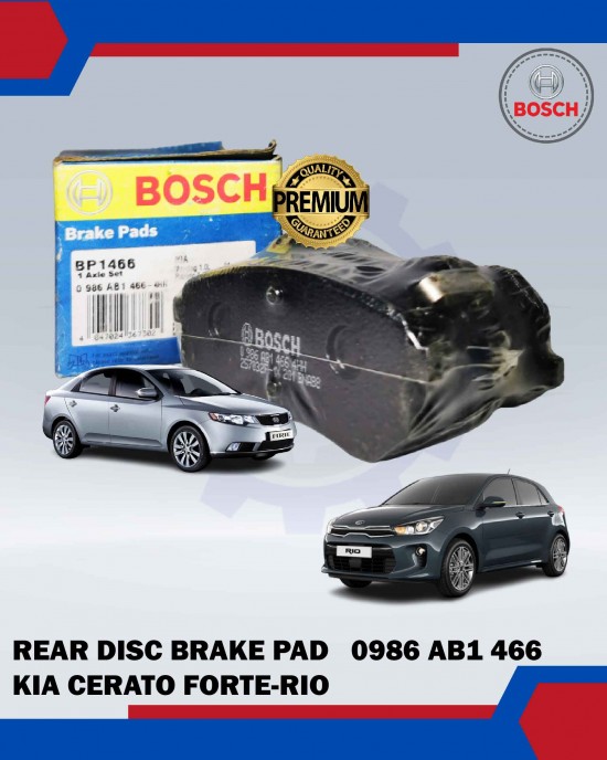 Rear Disc Brake Pad (4ps)-Kia Cerato Forte 2008-Kia Rio-BOSCH-0986AB1466 Brake System image