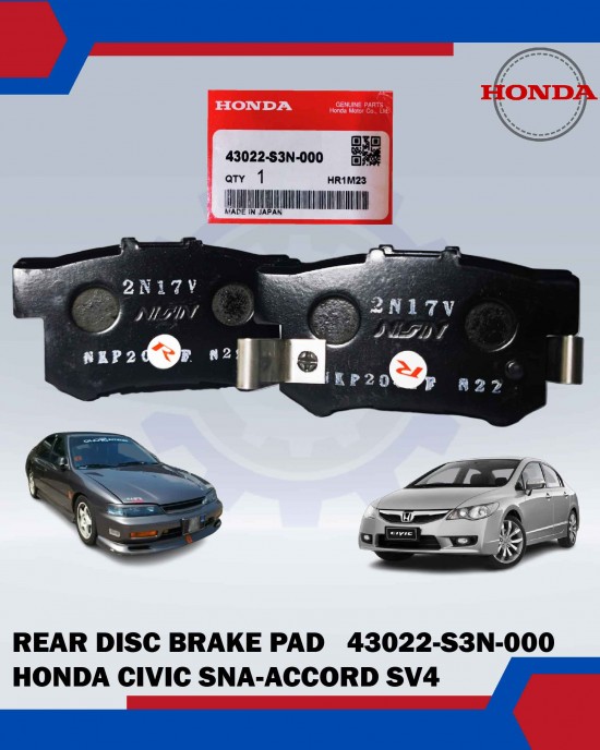 REAR DISC BRAKE PAD (4PCS)-HONDA CIVIC SNA-SNB-ACCORD SDA-SV4-STREAM S7A-HONDA ORIGINAL-43022-S3N-000 Brake System image