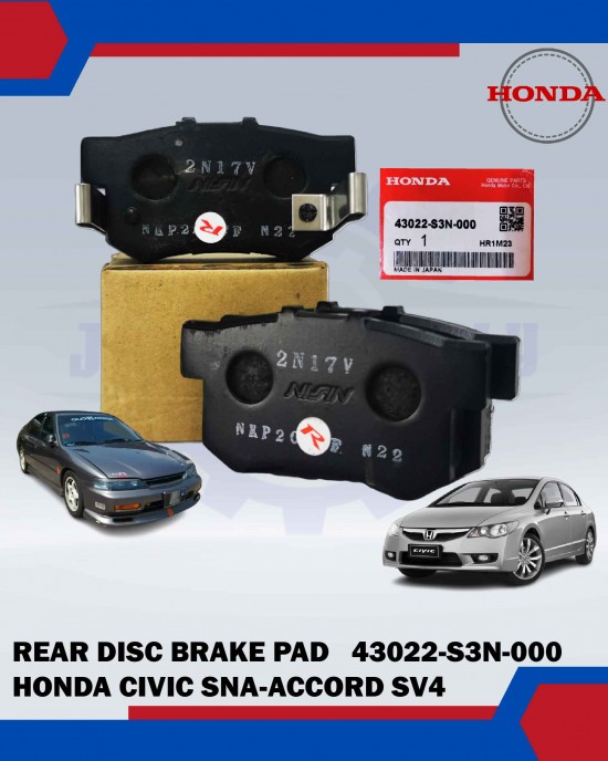 REAR DISC BRAKE PAD (4PCS)-HONDA CIVIC SNA-SNB-ACCORD SDA-SV4-STREAM S7A-HONDA ORIGINAL-43022-S3N-000 Brake System image