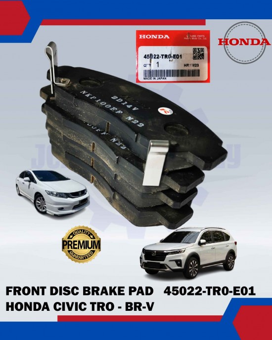 FRONT DISC BRAKE PAD (4PCS)-HONDA CIVIC TRO-BR-V-HONDA ORIGINAL-45022-TR0-E01 Brake System image