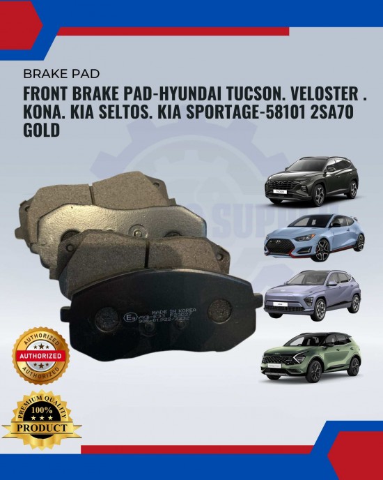 FRONT BRAKE PAD-HYUNDAI TUCSON. VELOSTER . KONA. KIA SELTOS. KIA SPORTAGE-58101 2SA70 GOLD Brake System image