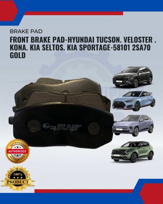 FRONT BRAKE PAD-HYUNDAI TUCSON. VELOSTER . KONA. KIA SELTOS. KIA SPORTAGE-58101 2SA70 GOLD Brake System image