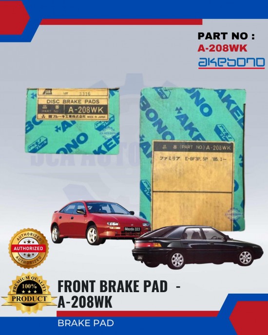 Mazda Astina 323 Front Brake Pads - AKEBONO - A-208WK Brake System image