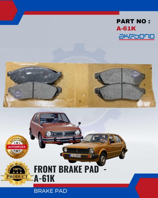 Honda Civic (1300, 1500) Front Brake Pads - AKEBONO - A-61K Brake System image