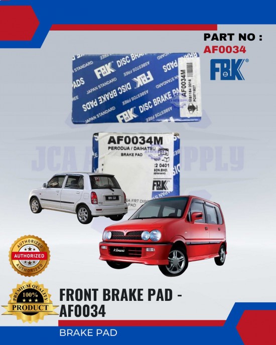 Perodua Kenari - Kelisa Front Disc Brake Pad Set - FBK - AF0034 Brake System image