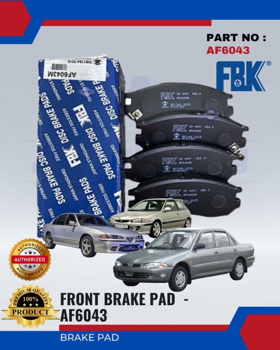 Proton Wira - Perdana - Satria Front Disc Brake Pad - FBK - AF6043 Brake System image