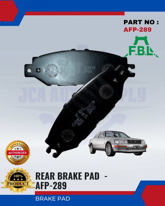 FBL REAR DISC BRAKE PAD - TOYOTA LEXUS - AFP-289 Brake System image