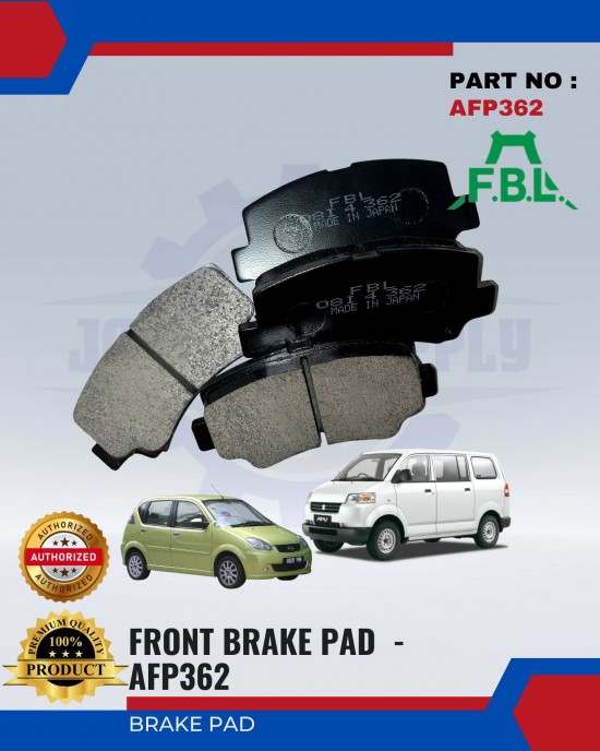 FBL FRONT DISC BRAKE PAD (4PCS) - SUZUKI, NAZA SUTERA - AFP362 Brake System image