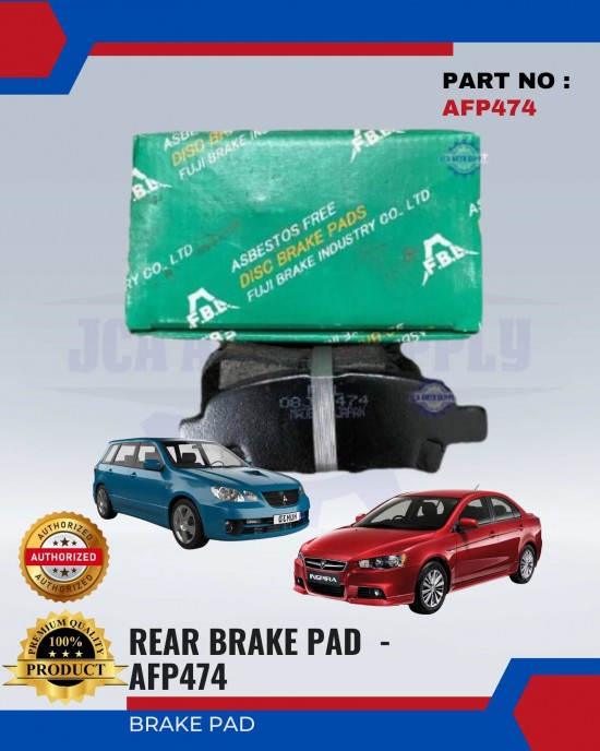 Mitsubishi Airtrek Turbo - Proton Inspira Rear Brake Pads - FUJI - AFP474 Brake System image