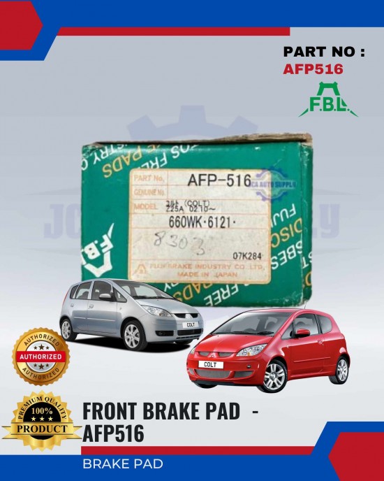 Mitsubishi Colt Front Disc Brake Pad - FUJI (FBL) - AFP516 Brake System image