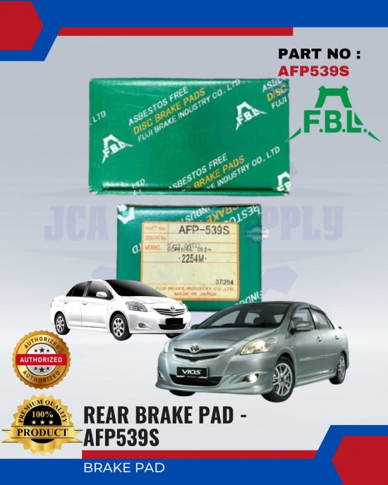 Toyota Vios NCP93 Rear Brake Pads - FUJI - AFP539S Brake System image